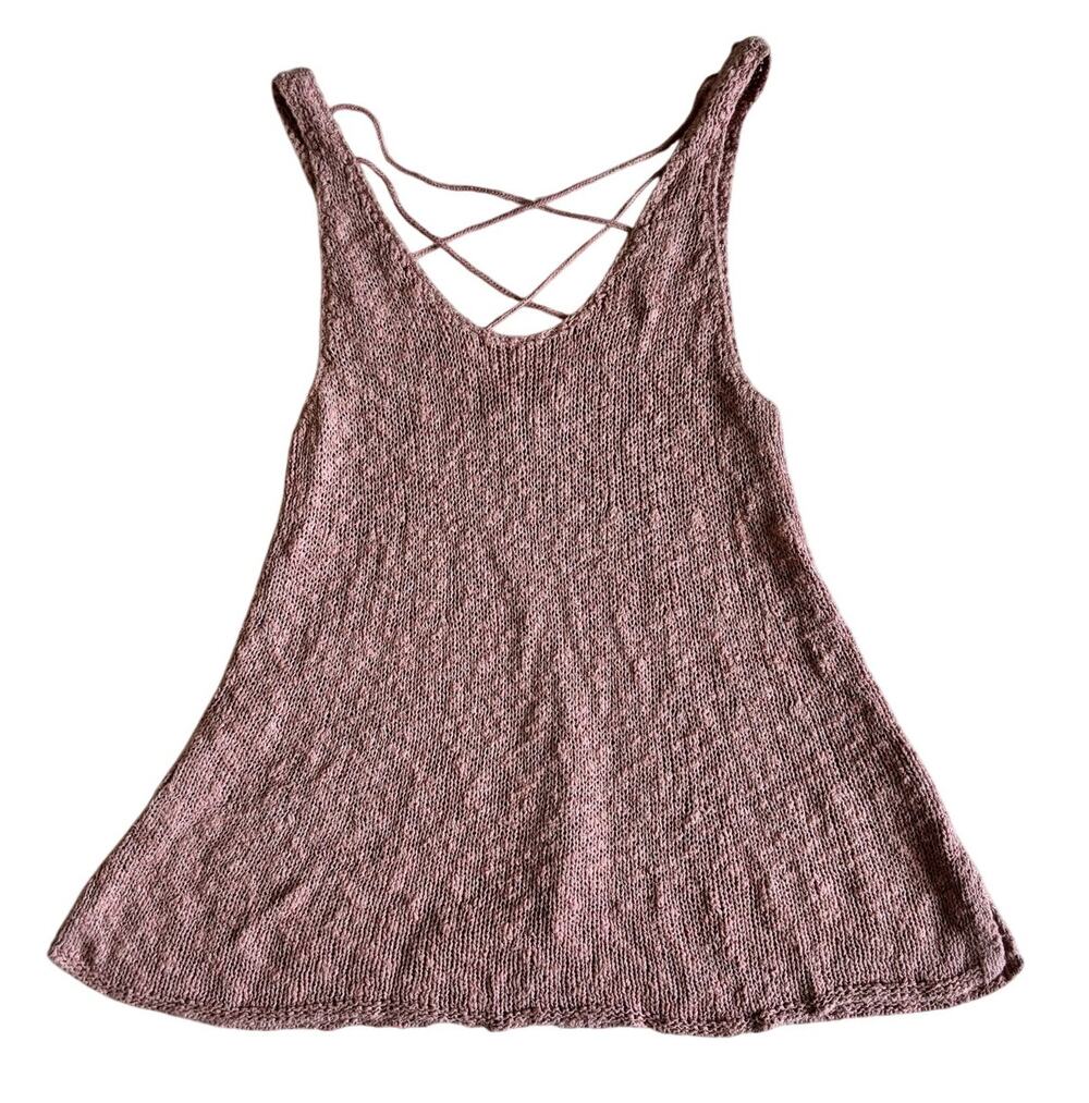 AMERICAN EAGLE OUTFITTERS Rose Pink Nubby Knit Strappy Back Tank Size Medium